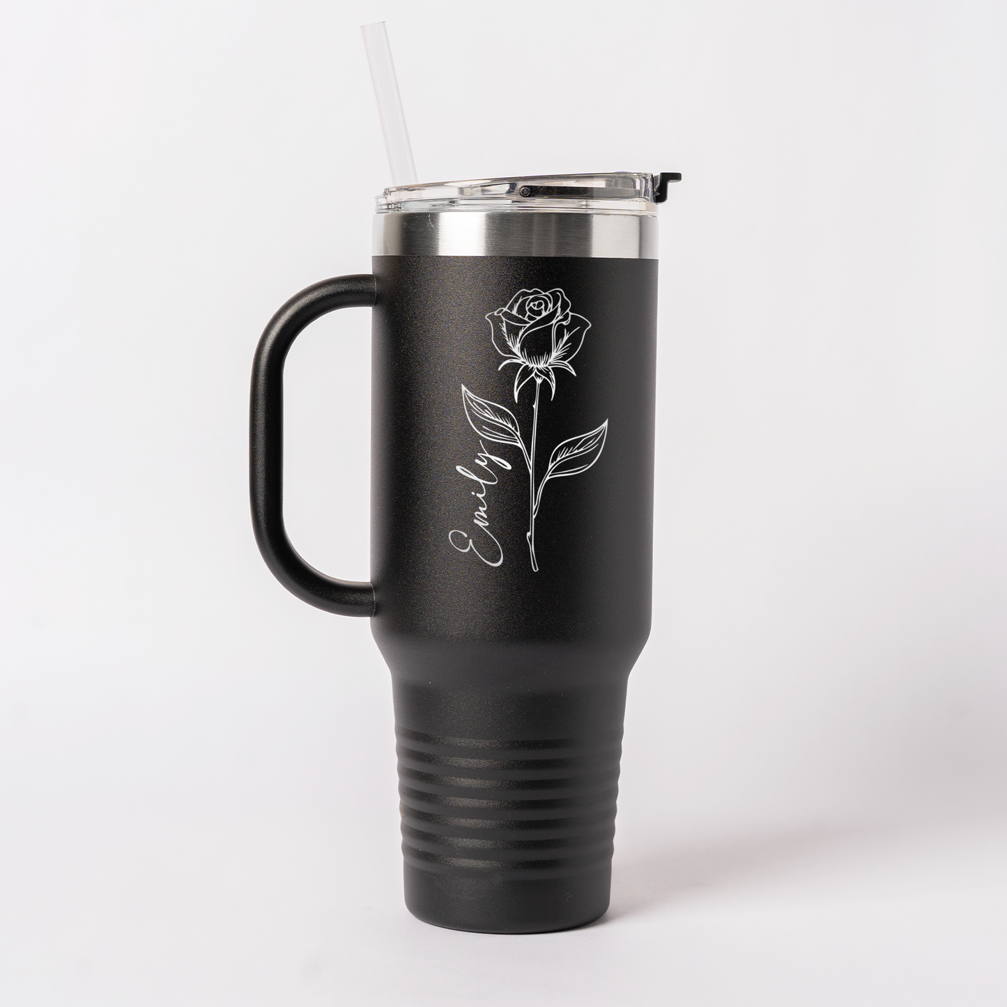 Customized 40oz Tumbler - Birth Flower Designs (Vertical Name)