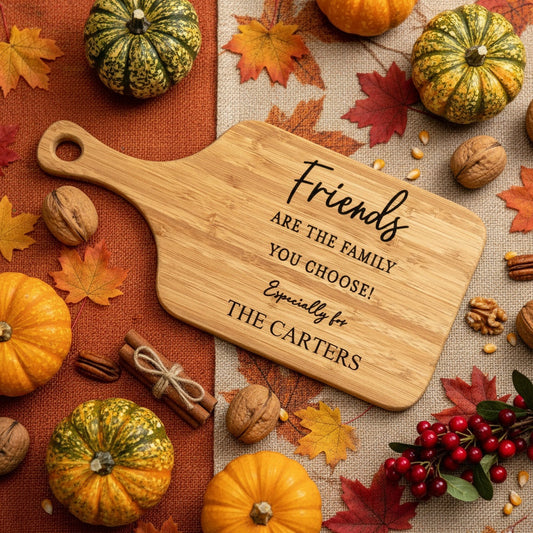 Friendsgiving Custom Bamboo Paddle Cutting Board