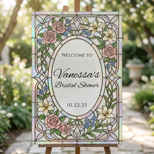 Customized Stained Glass Bridal Acrylic Welcome Signs