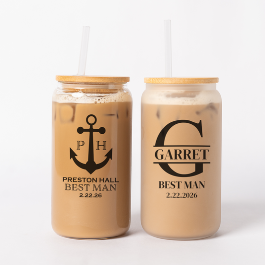 Customized Glass Cans - Groomsmen, Bridesmaids, Best Man