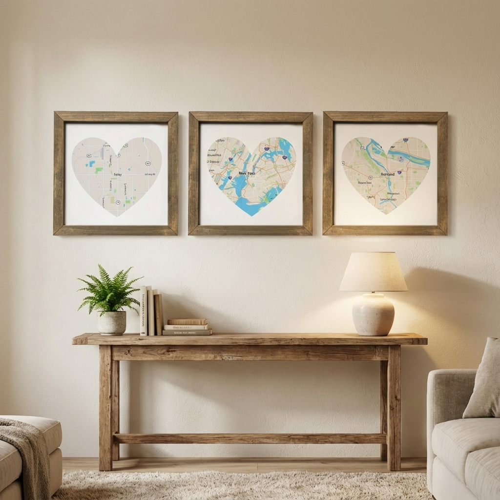 Customized Heart-Shaped City Map Framed Print