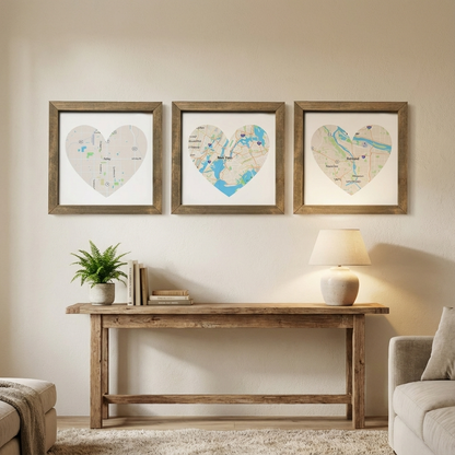 Customized Heart-Shaped City Map Framed Print