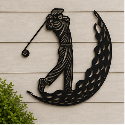 Golfer Silhouette Metal Wall Art