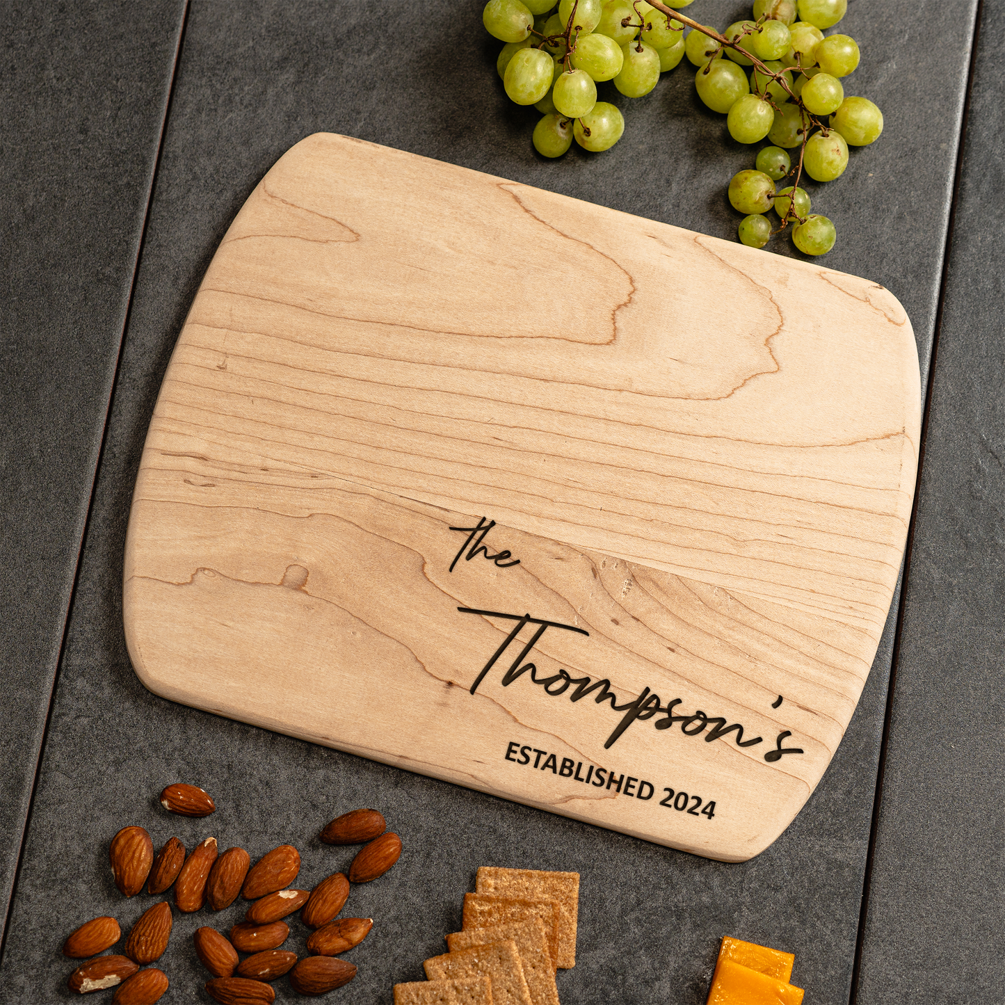 Personalized Thin Oval Cutting Boards - Family Name