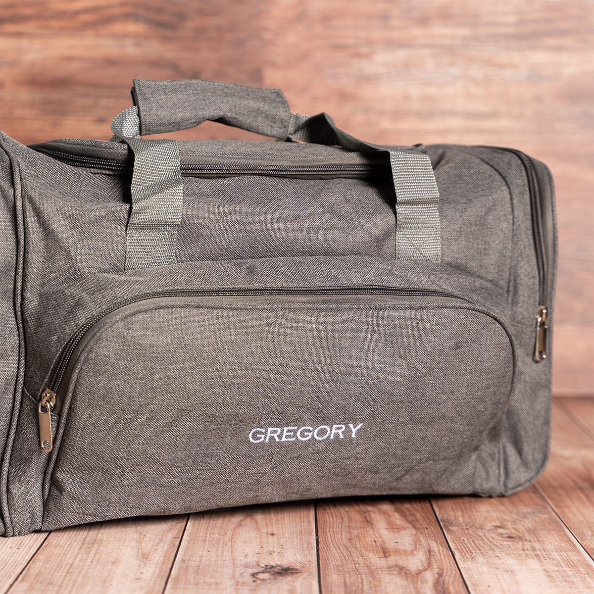 Customized Grey Duffle Bag