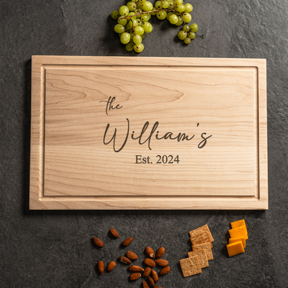 Customized Rectangle Cutting Boards - Elegant Name & Date Designs