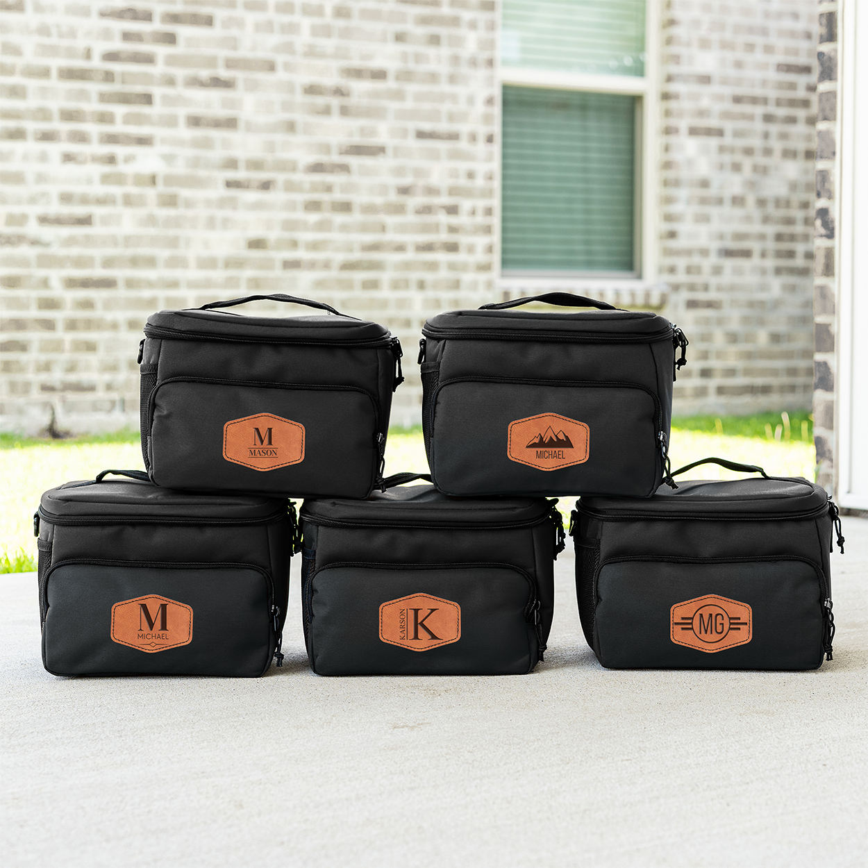 Gift Set of 5 Custom Coolers with Patch for Groomsmen