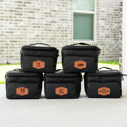 Gift Set of 5 Custom Coolers with Patch for Groomsmen