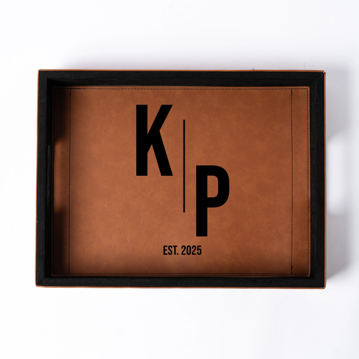 Customized Brown Leather Serving Tray - Signature Designs