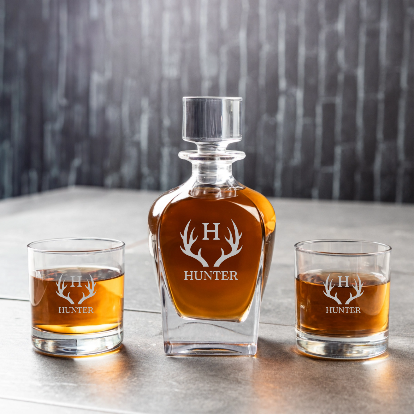 Customized Tudor Decanter Set with Whiskey Glasses