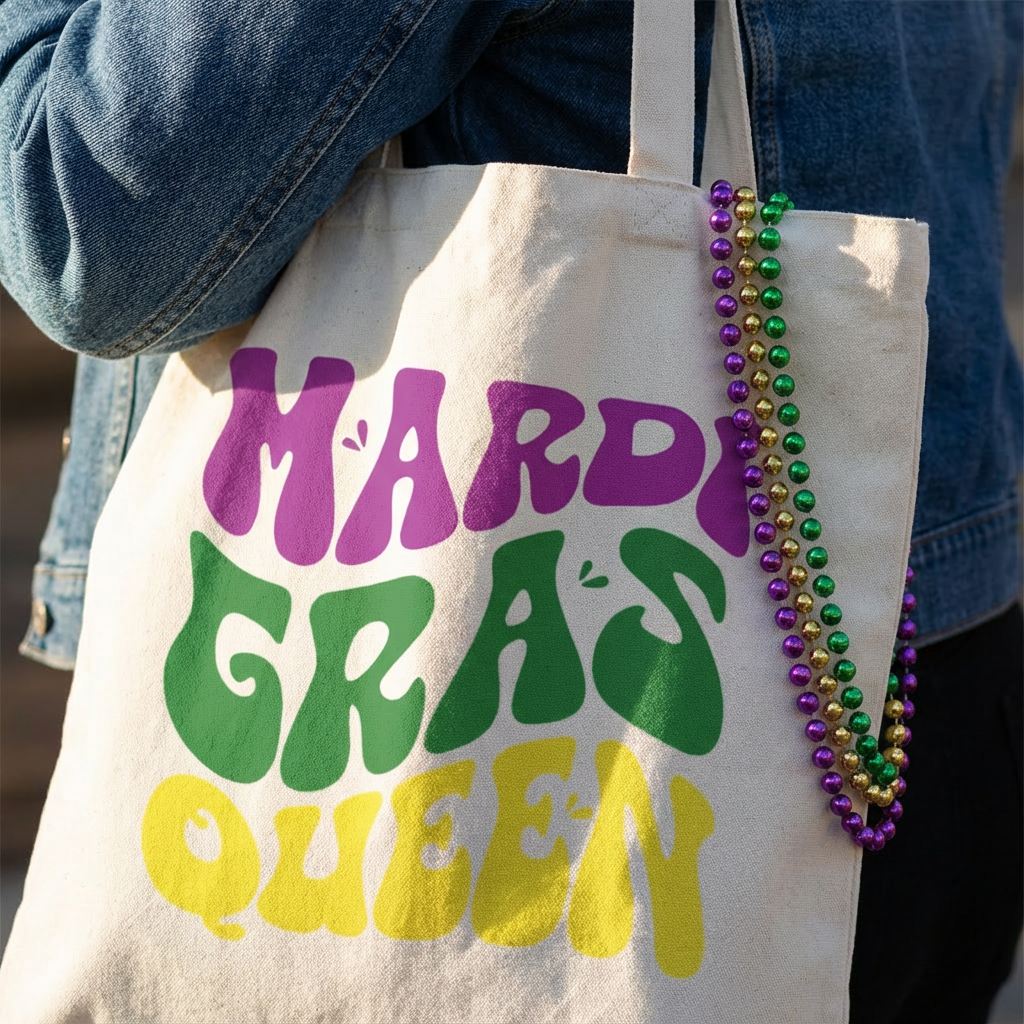 Mardi Gras Custom Bead Bag Tote