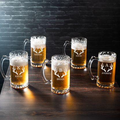 Set of 5 25oz Beer Mugs Groomsmen Gift