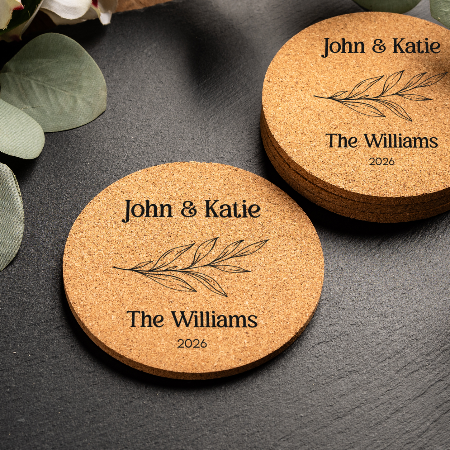 Customized Wedding Cork Coasters
