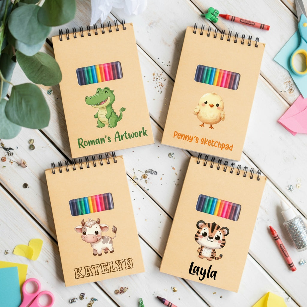 Customized Watercolor Animals Kids Sketchpad