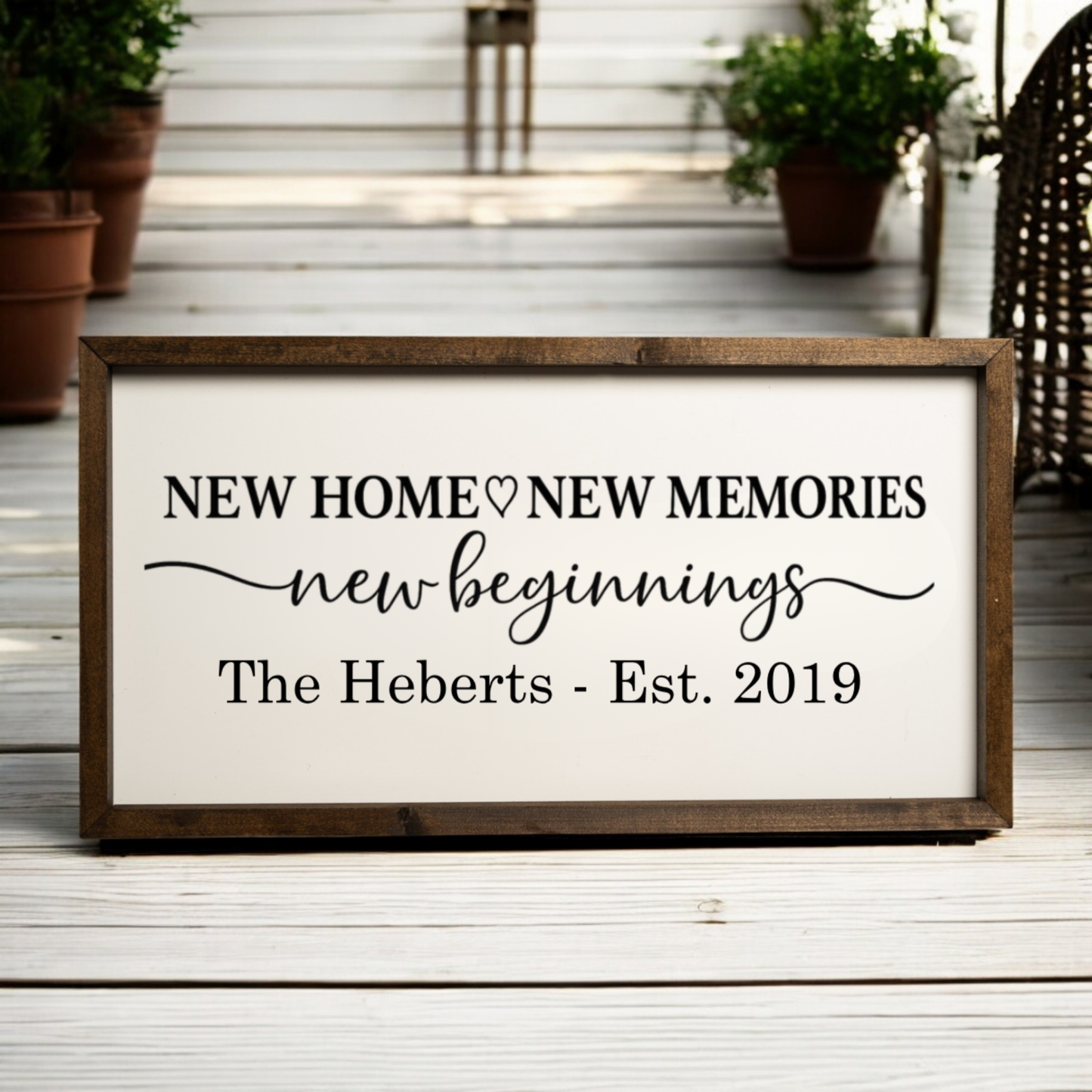 Customized New Home New Beginnings Wooden Sign