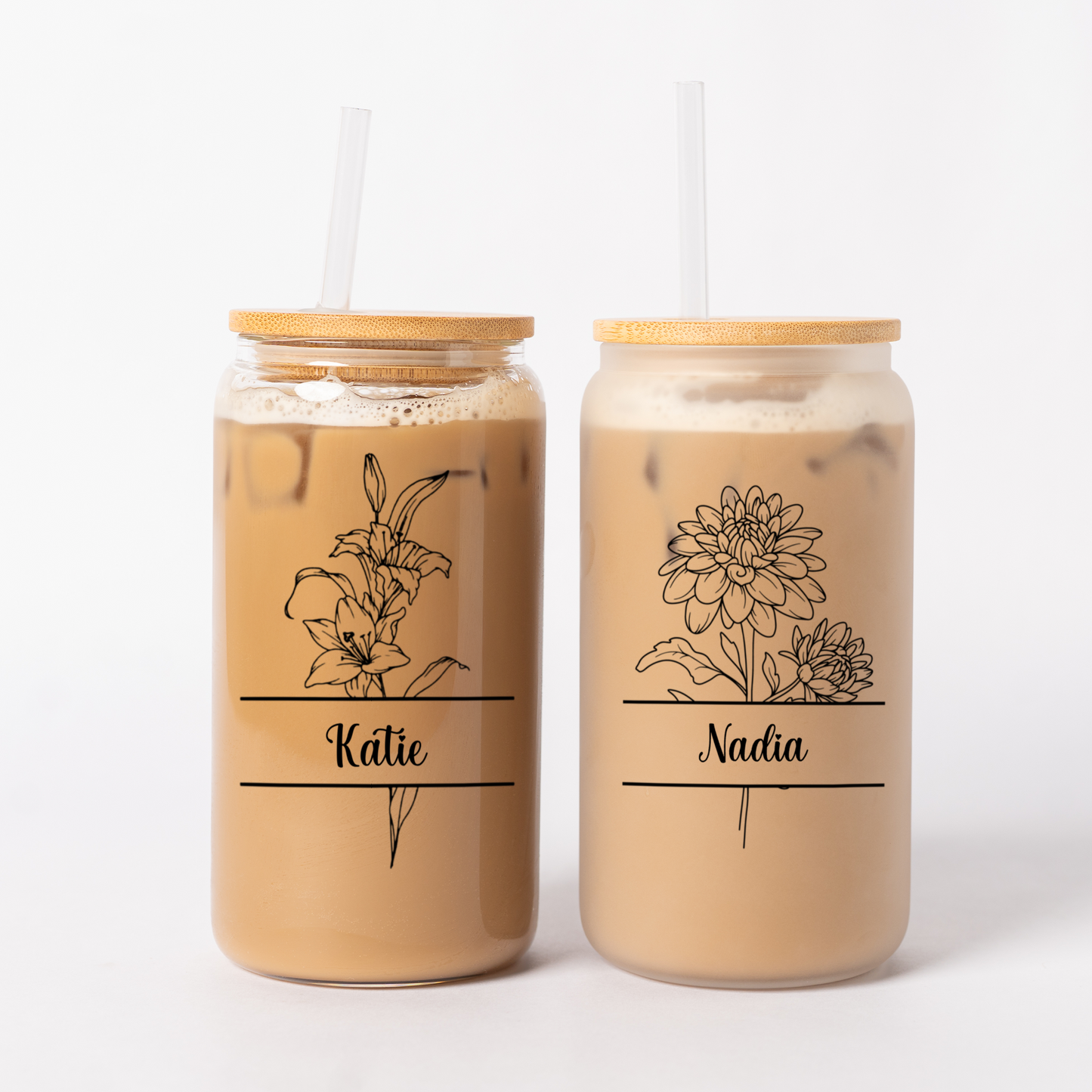 Customized Split Birth Flower Glass Cans