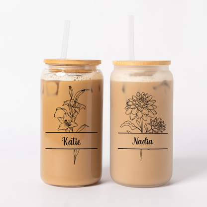 Customized Split Birth Flower Glass Cans