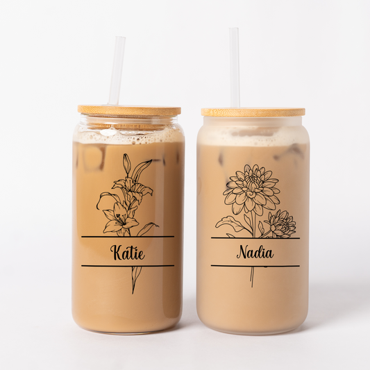 Customized Split Birth Flower Glass Cans