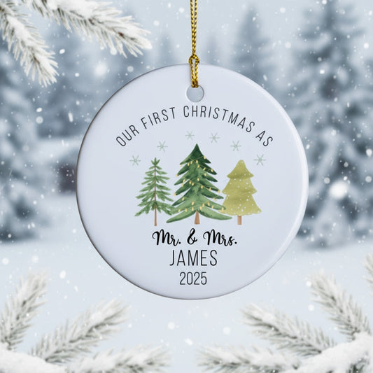 Customized Mr. & Mrs Our First Christmas Ornament