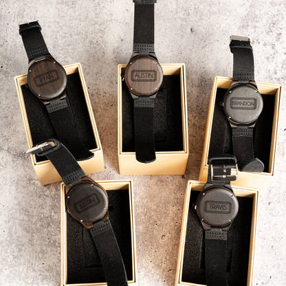 Customized Dark Brown Wooden Watch Set of 5 -Signature Designs