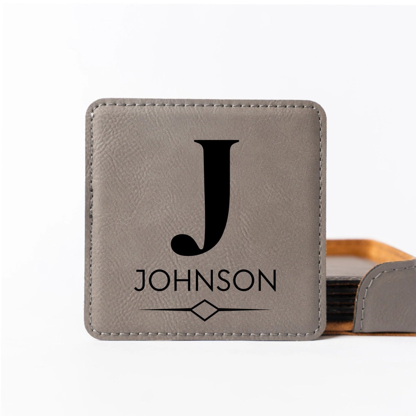 Customized Grey Square Coaster Set