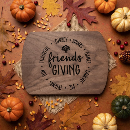 Friendsgiving Custom Thin Oval Cutting Boards