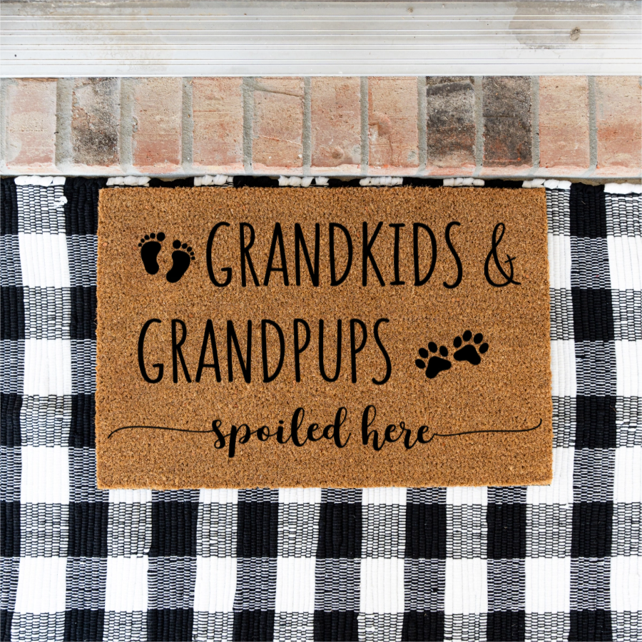 Grandkids & Grandpups Spoiled Here Doormat