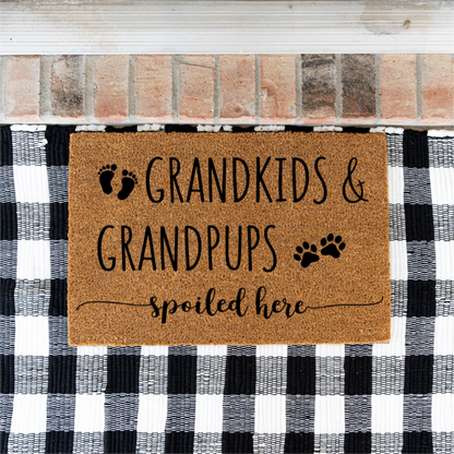 Grandkids & Grandpups Spoiled Here Doormat