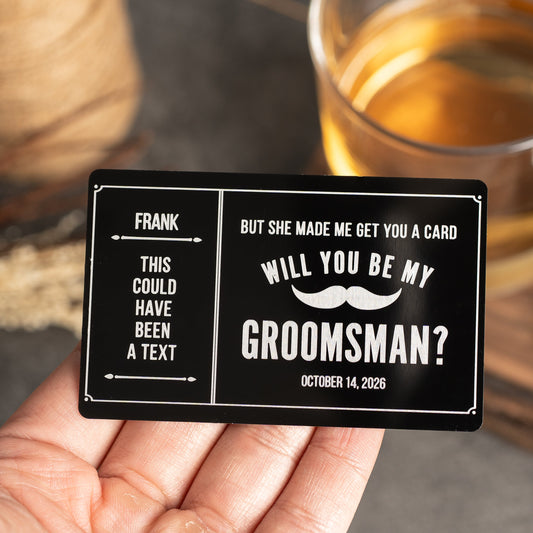 Customized Groomsmen Proposal Black Metal Wallet Card