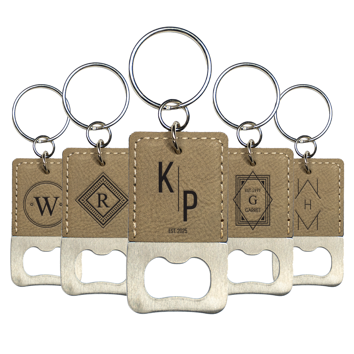 Set of 5 Personalized Keychain Bottle Openers - Signature Designs