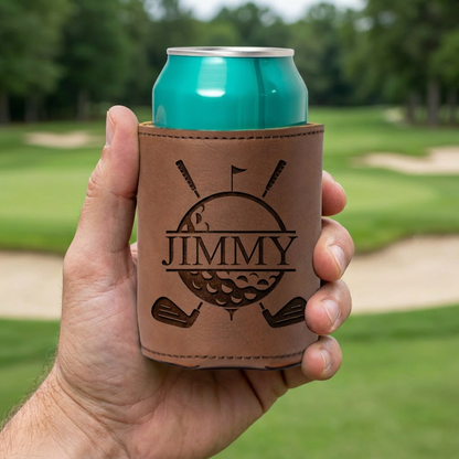 Customized Leather Golf Can Coolers