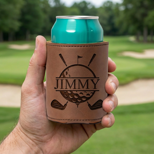 Customized Leather Golf Can Coolers