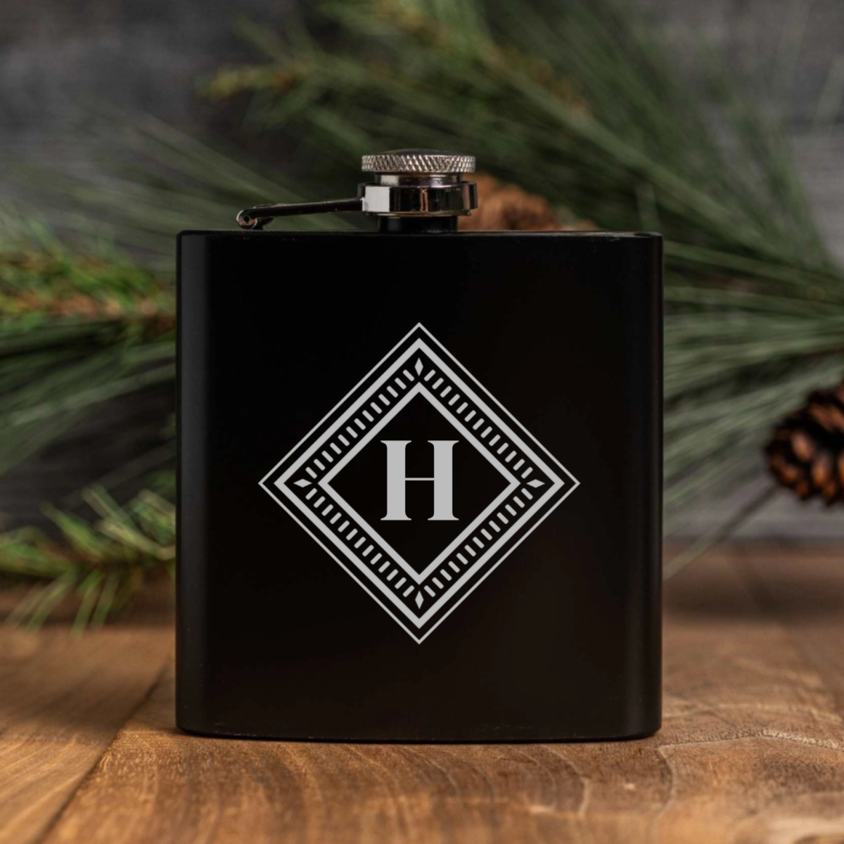 Customized Black Powder Coated Flasks - Signature Designs
