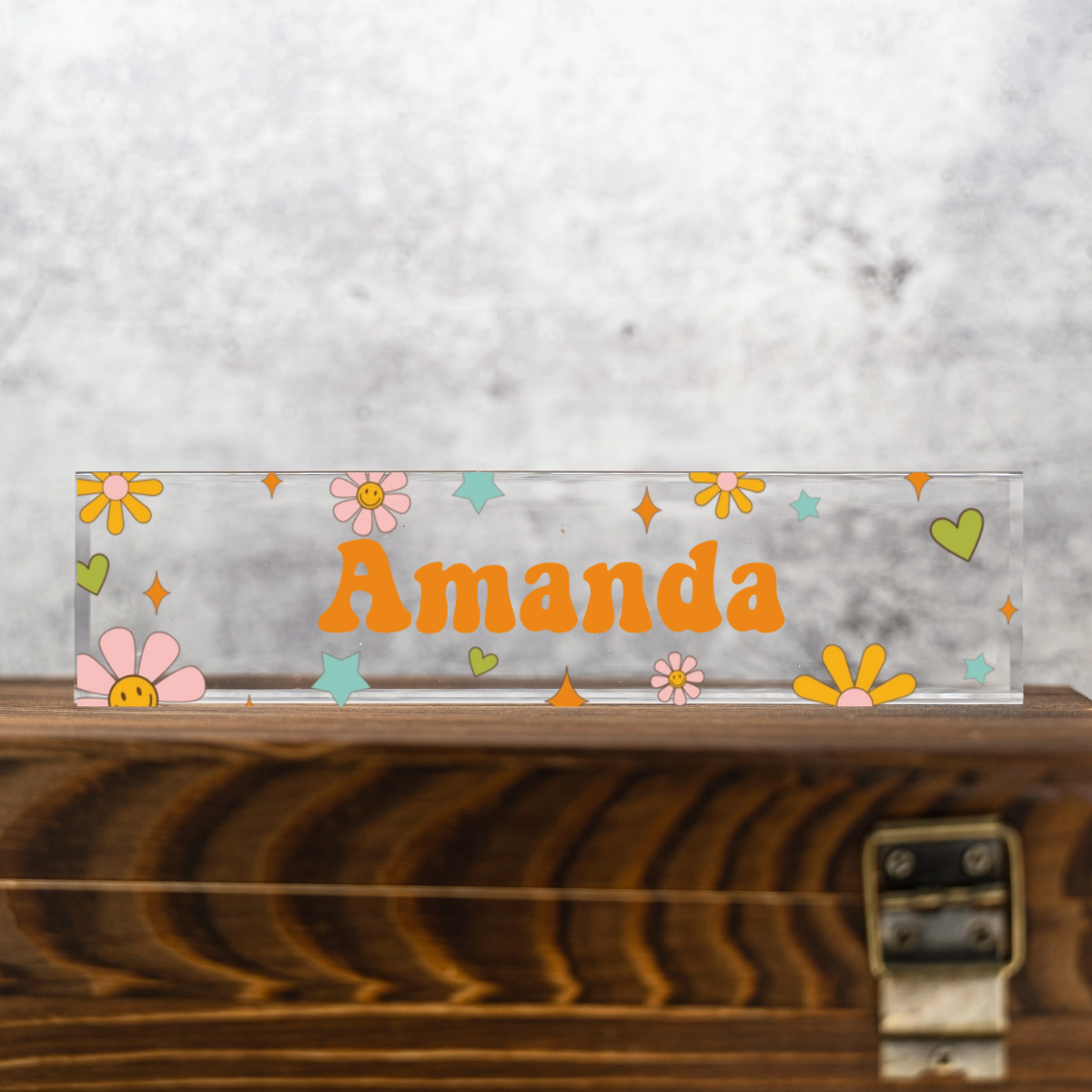 Customized Teacher Acrylic Desk Plate - Groovy Design