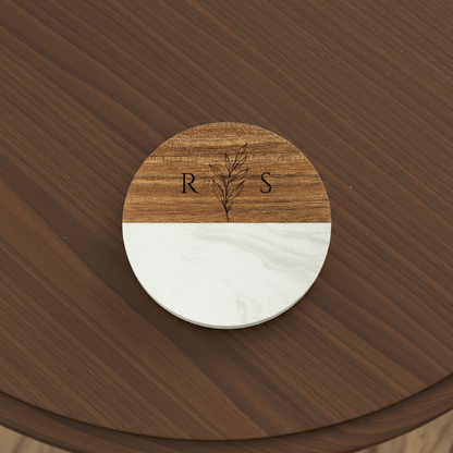 Customized Marble Acacia Coaster