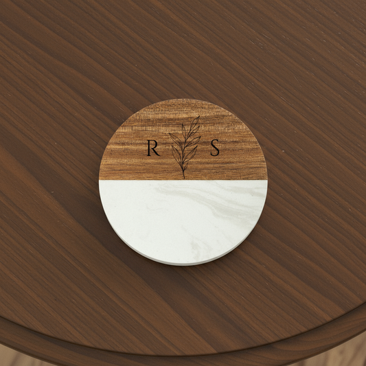 Customized Marble Acacia Coaster