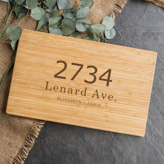 Customized 11x17 Bamboo Cutting Board Address