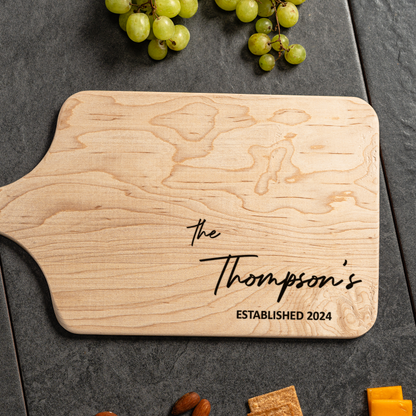 Personalized Thin Paddle Cutting Boards - Family Name