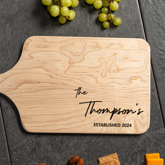Personalized Thin Paddle Cutting Boards - Family Name