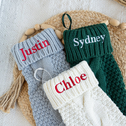 Custom Embroidered Cable Knit Christmas Stockings