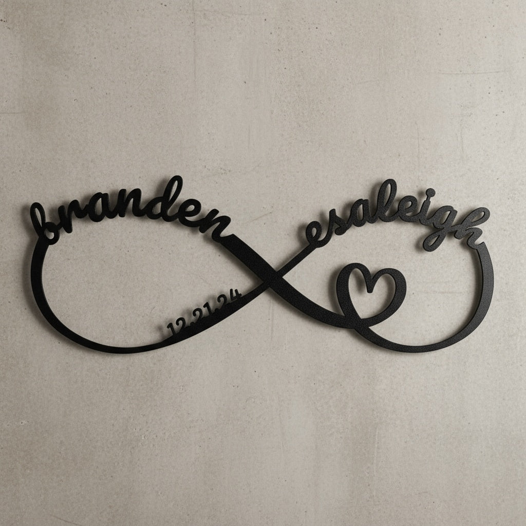 Custom Infinity Metal Sign with Names and Date