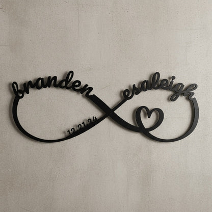 Custom Infinity Metal Sign with Names and Date