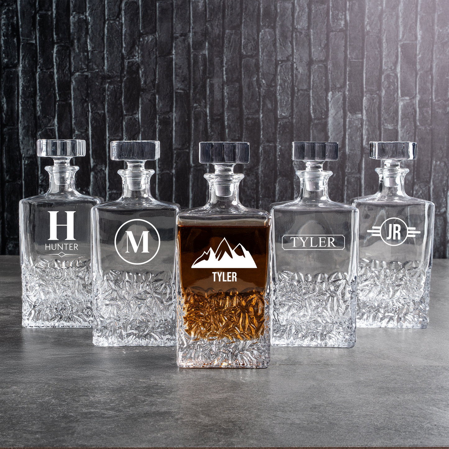 Customized Bradford 24oz. Whiskey Decanters Set of 5
