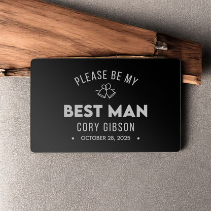 Customized Best Man Proposal Black Metal Wallet Card