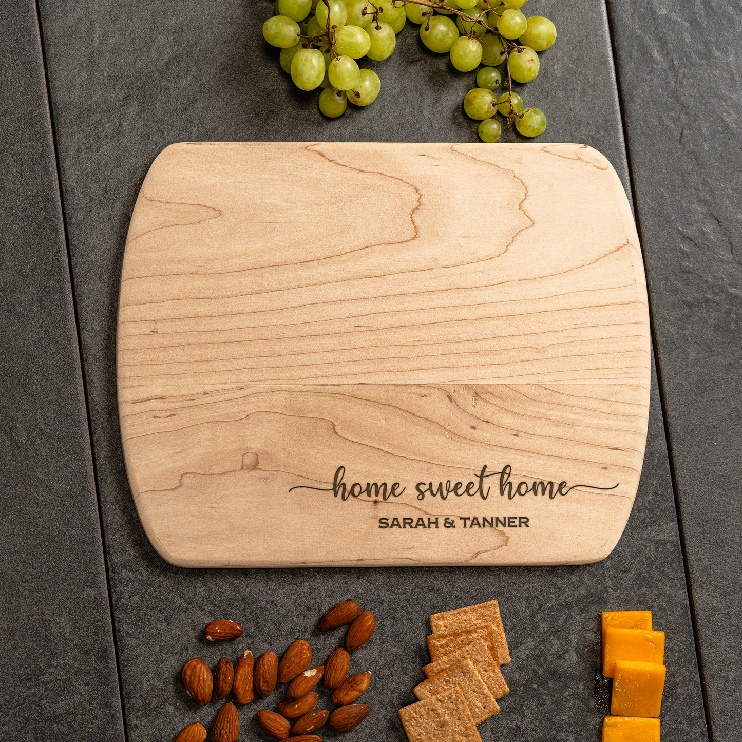 Customized Thin Oval Cutting Boards - Elegant Name & Date Designs Bottom Right