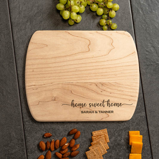 Customized Thin Oval Cutting Boards - Elegant Name & Date Designs Bottom Right