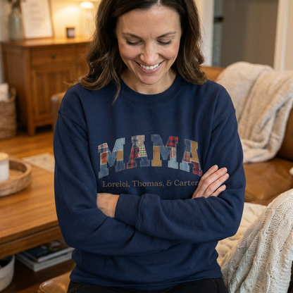 Customized Patchwork "MAMA" Crewneck