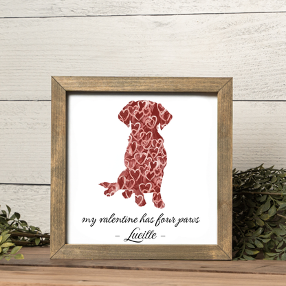 Customized "my valentine has four paws" Framed Print