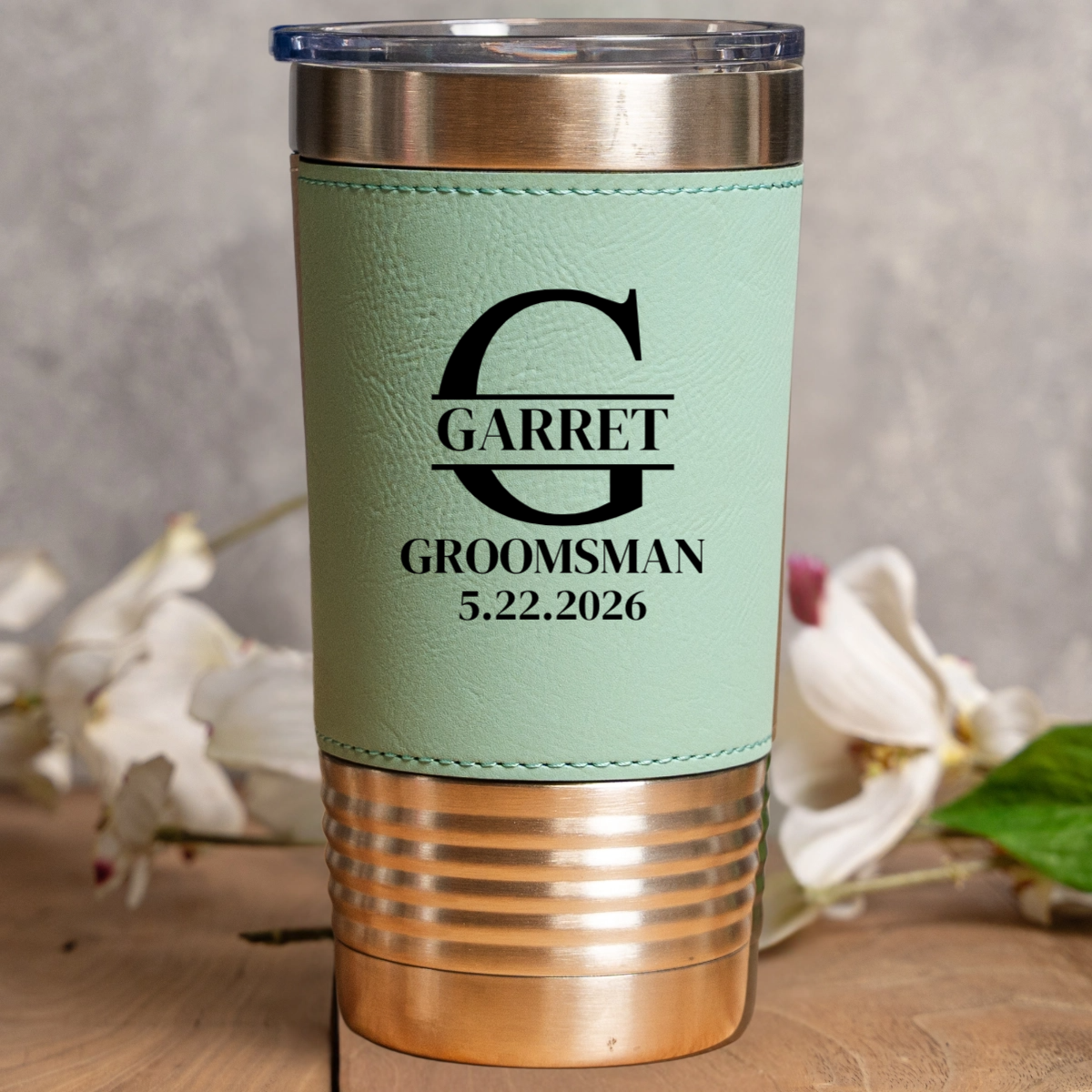 Customized Leather Wrapped Stainless Tumblers - Groomsmen, Bridesmaids, Best Man