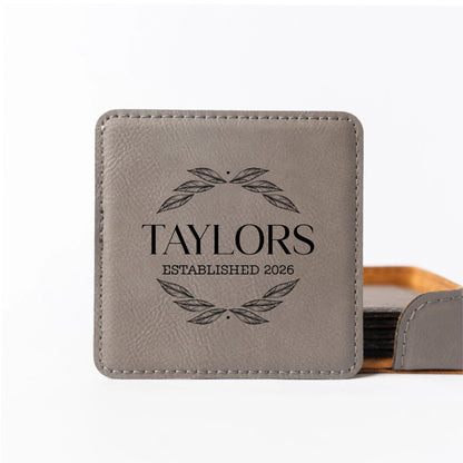 Customized Grey Square Coaster Set - Signature Designs